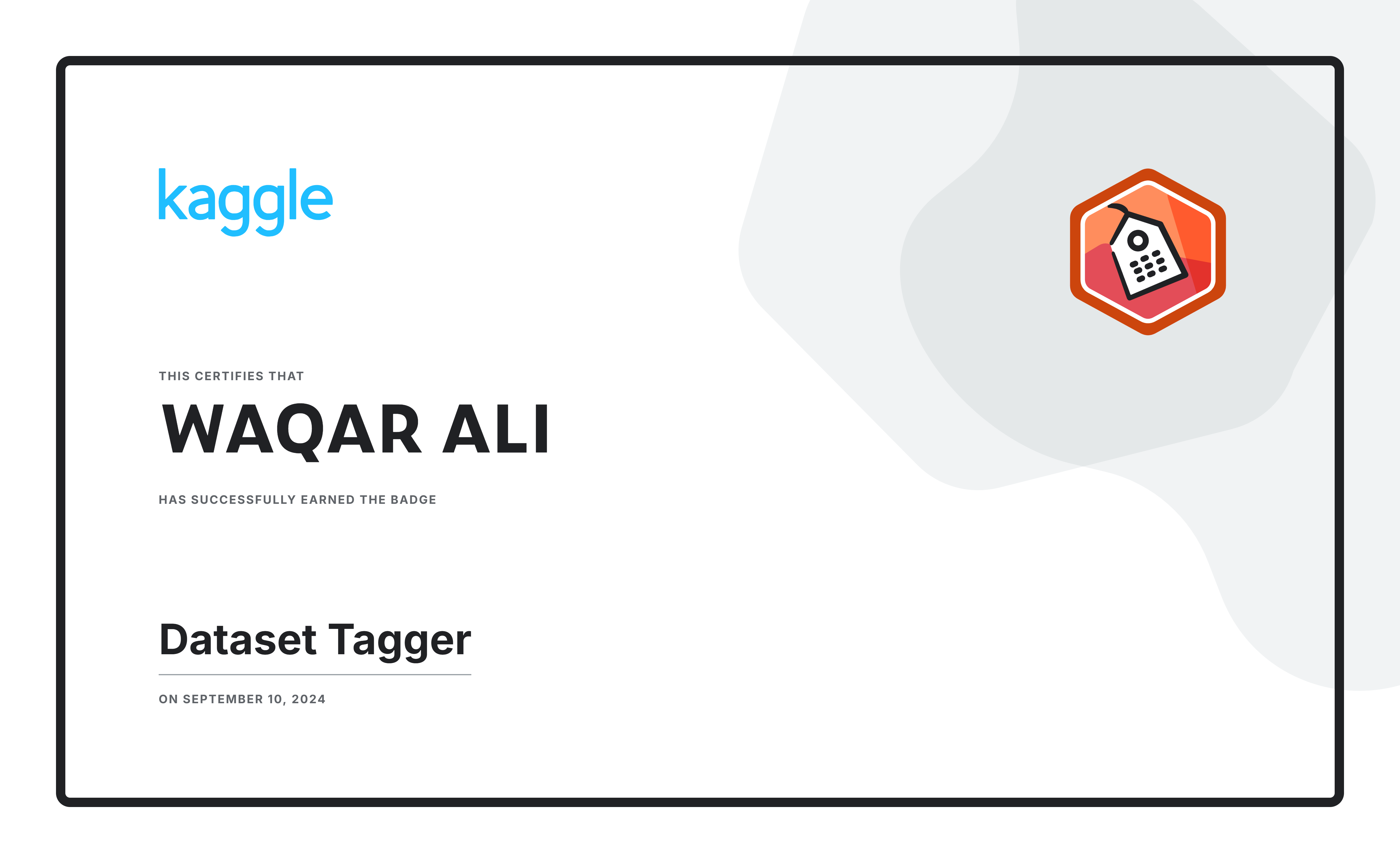 Kaggle Dataset Tagger badge